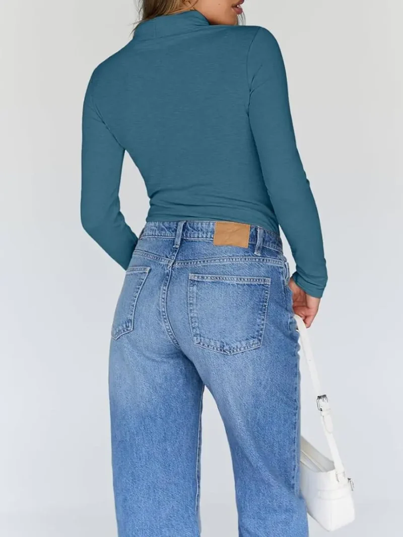 Women's Turtleneck Thermal Tops Blue Color - Image 11
