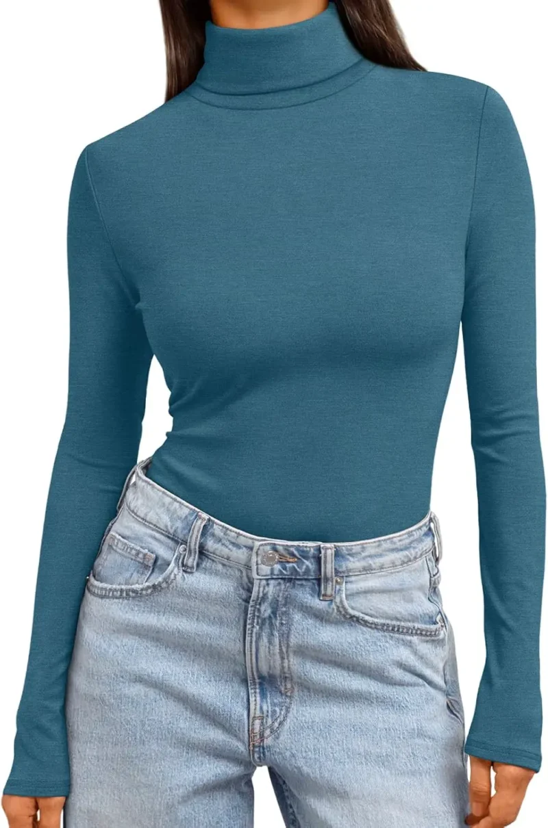 Women's Turtleneck Thermal Tops Blue Color