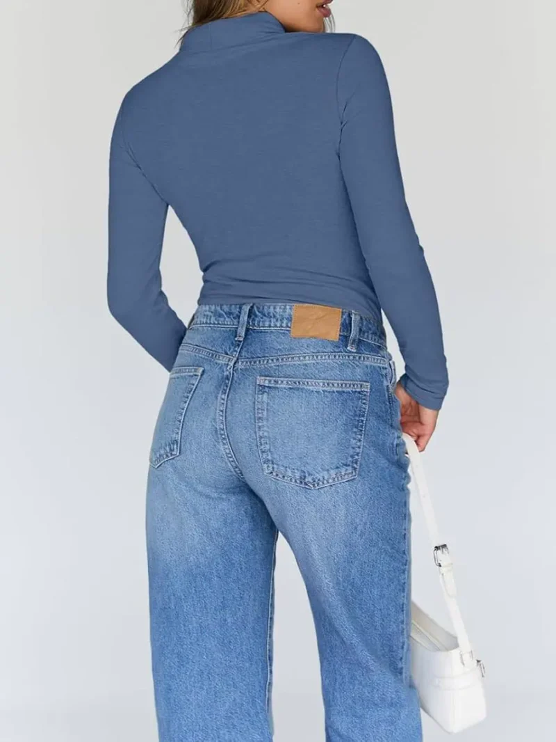 Women's Turtleneck Thermal Tops Blue Color - Image 8