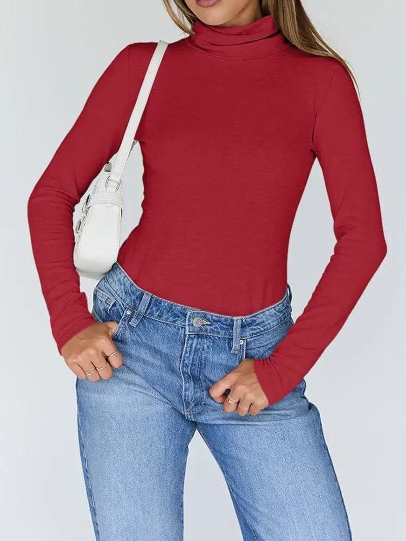 Women's Turtleneck Thermal Tops Red Color - Image 6