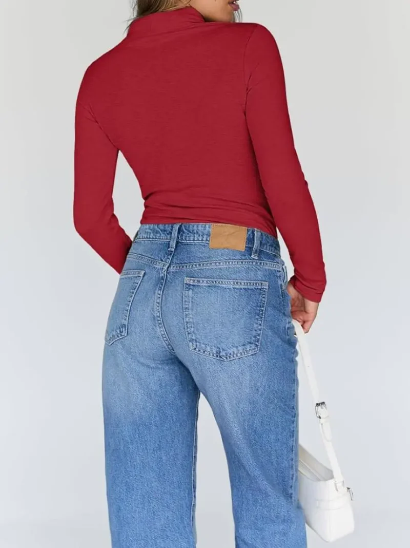 Women's Turtleneck Thermal Tops Red Color - Image 8
