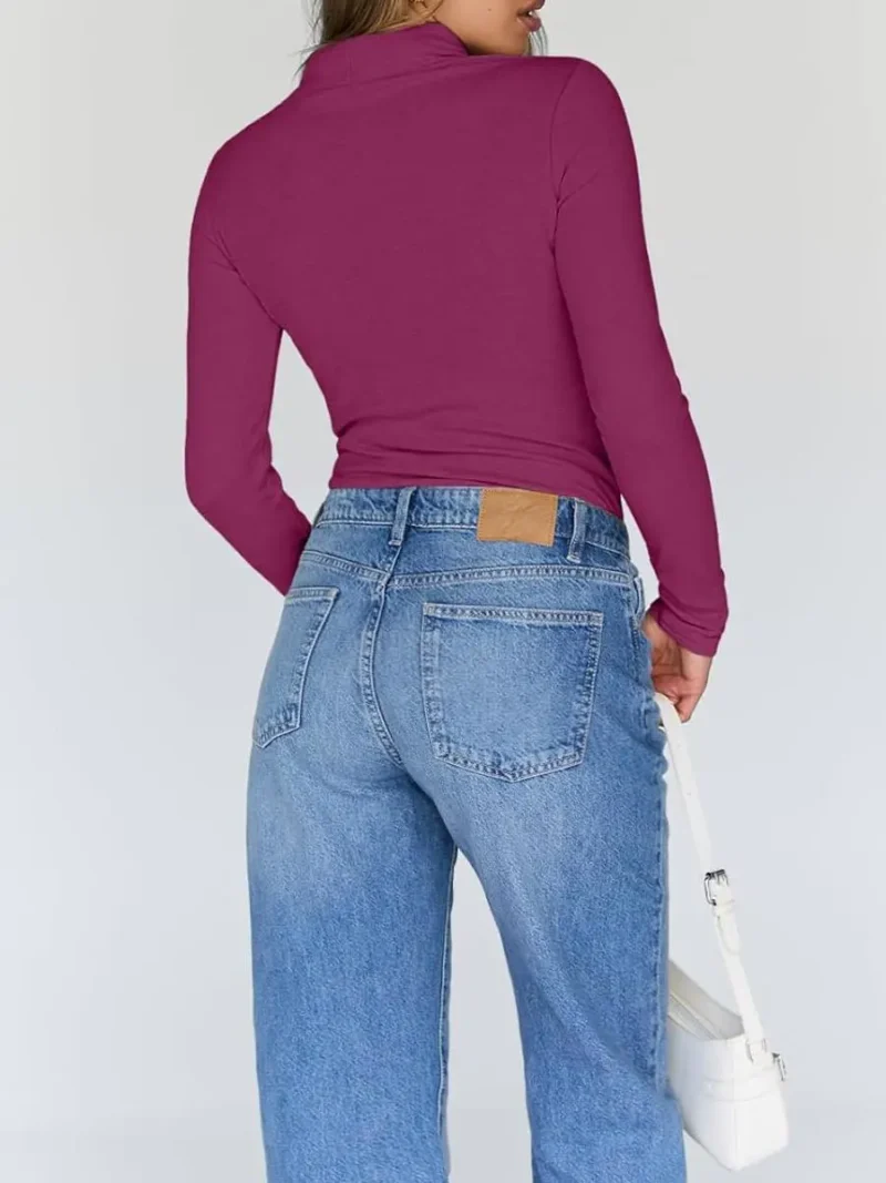 Women's Turtleneck Thermal Tops Red Color - Image 4