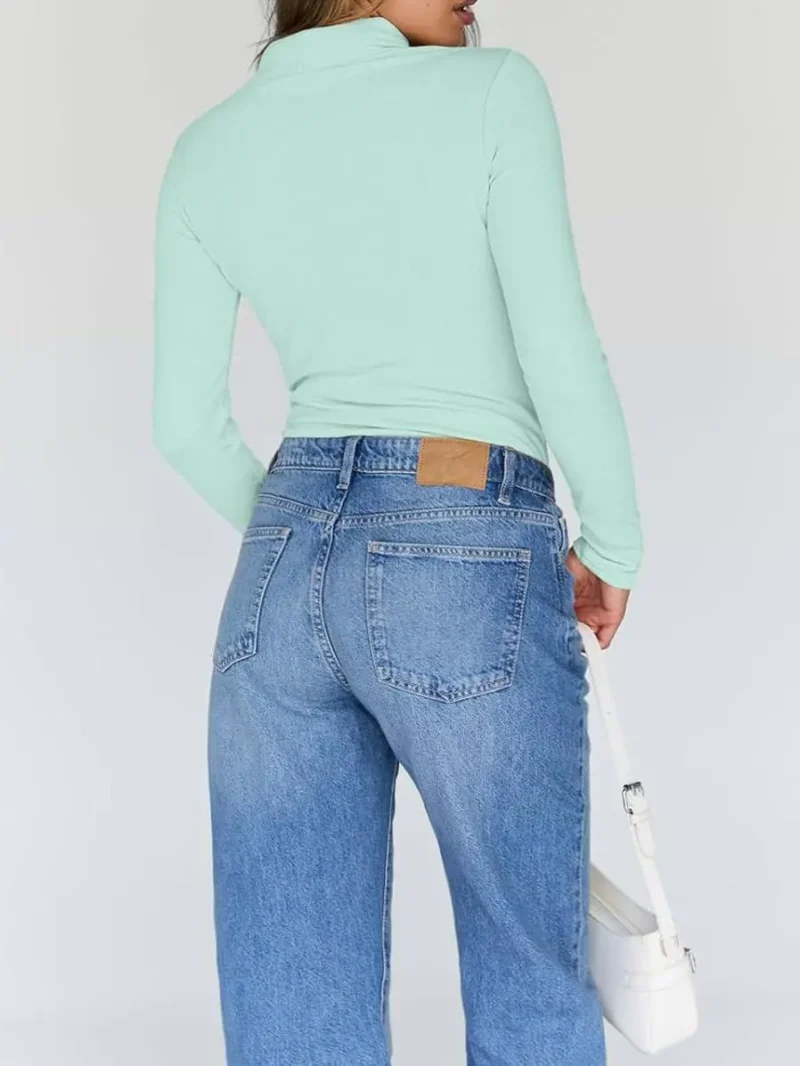 Women's Turtleneck Thermal Tops Green Color - Image 9