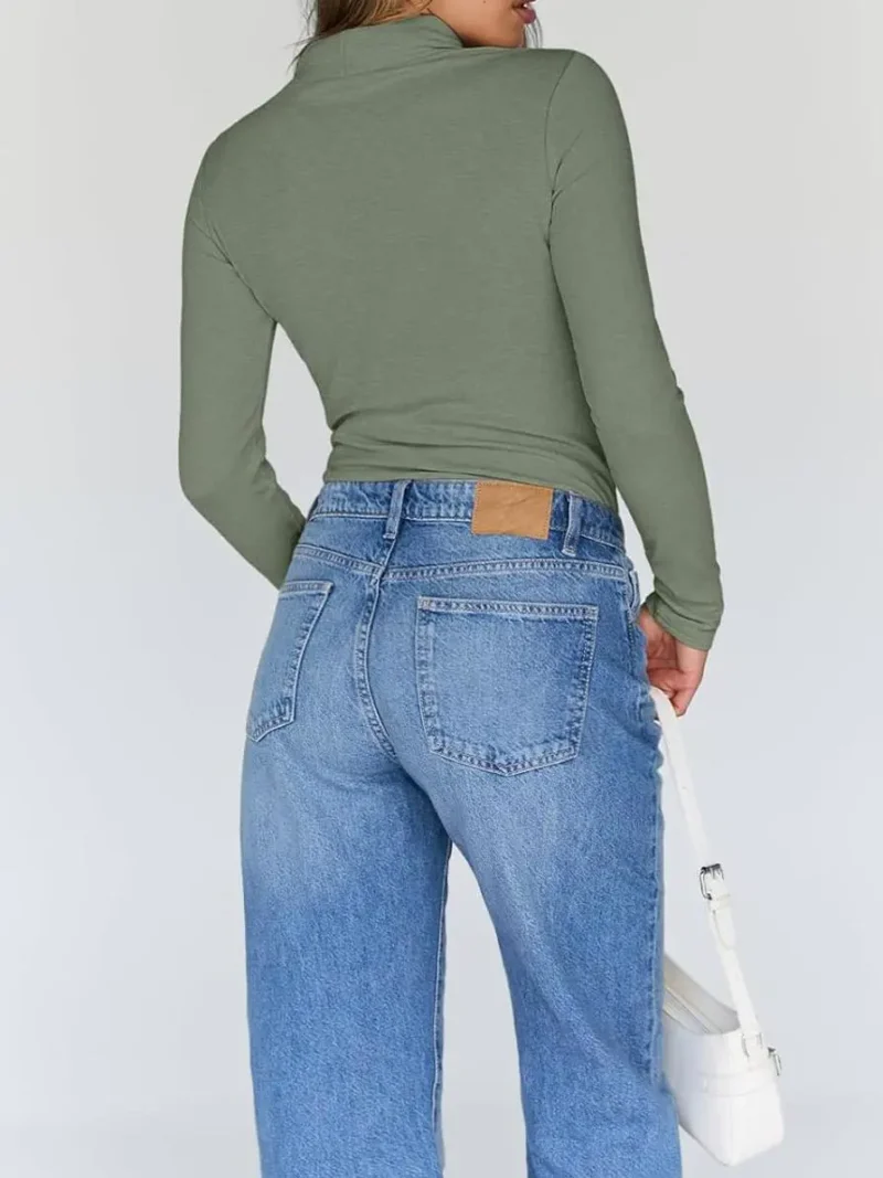 Women's Turtleneck Thermal Tops Green Color - Image 12