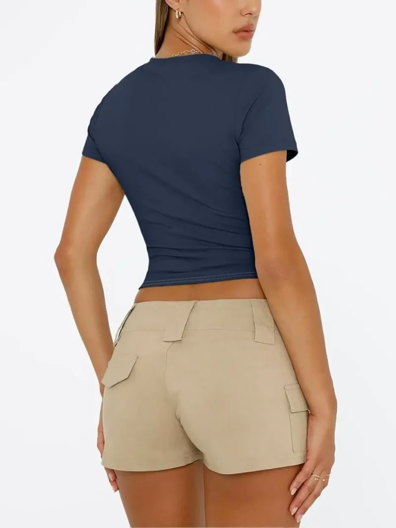Blue Color Womens Tops 2025 Short Sleeve Crop T Shirts - Image 10