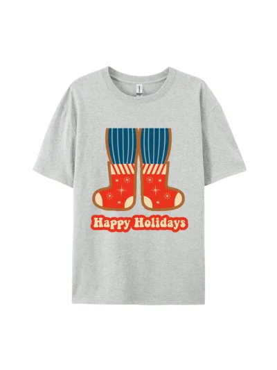 Happy Holidays Boots Graphic Tee For Women Men