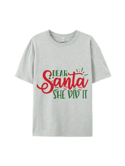 She Did It Christmas Graphic Tee For Women Men