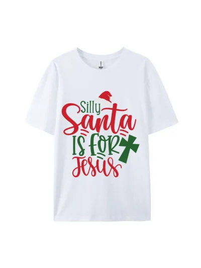 Silly Santa Christmas Graphic Tee For Women Men