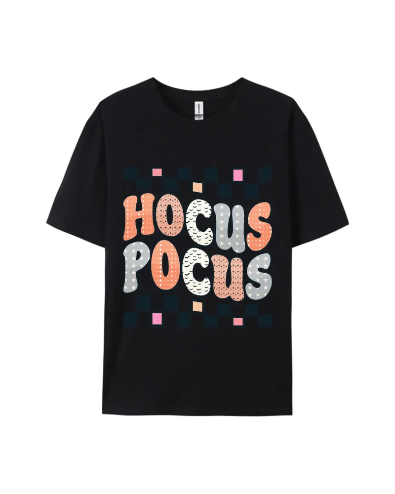“Hocus Pocus Checkerboard Color Block” Print Tee - Image 4