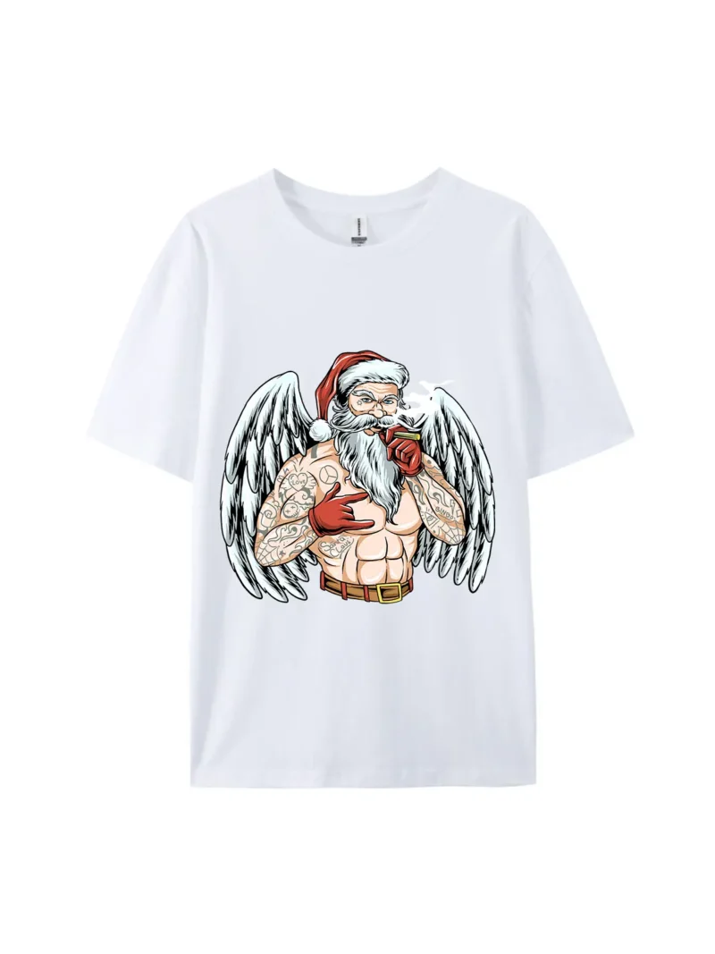 Angel Santa Claus with Tattoos Graphic Tee - Image 3