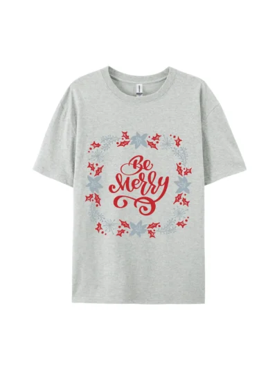 Be Merry Festive Floral Wreath Graphic Tee