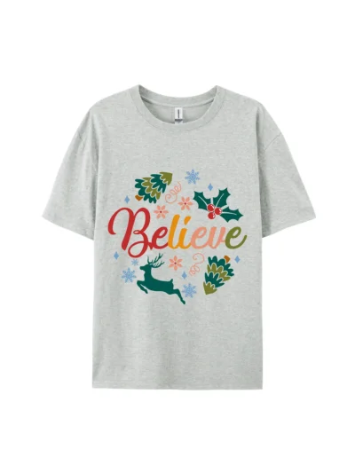 Believe Christmas Reindeer Graphic Tee