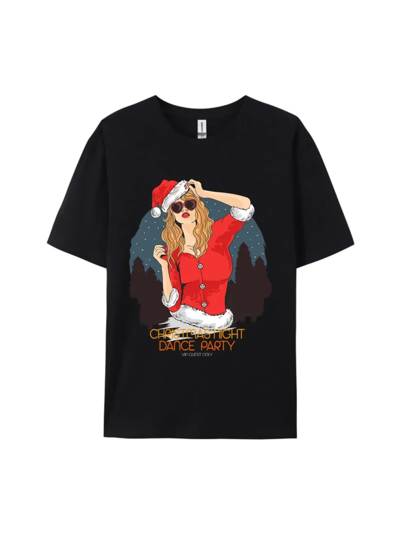 Night Dance Party Santa Woman Graphic Tee - Image 2