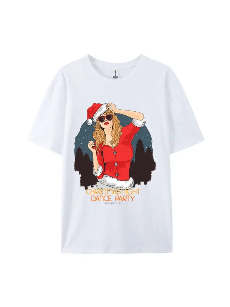 Night Dance Party Santa Woman Graphic Tee - Image 3