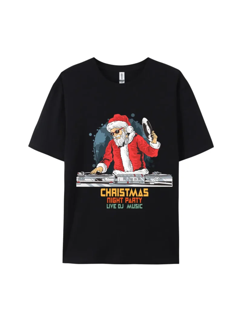 DJ Santa Christmas Night Party Graphic Tee - Image 2