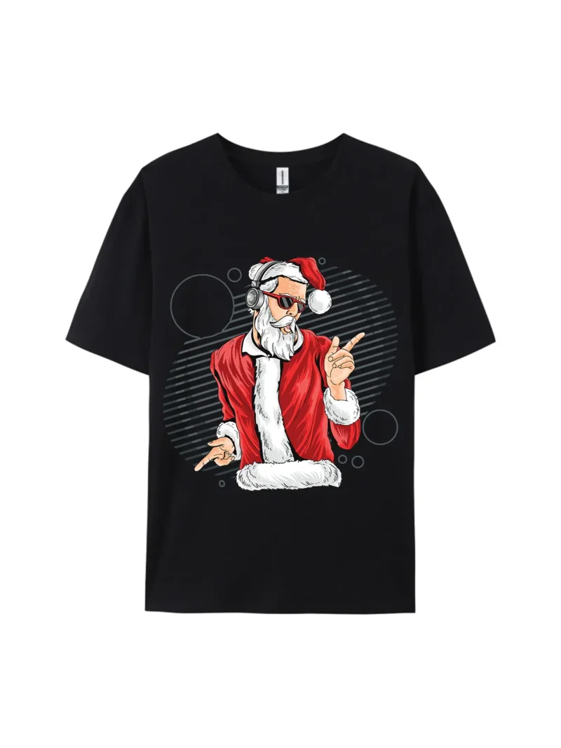 DJ Santa Claus Christmas Graphic Tee - Image 2