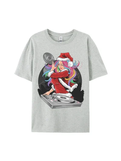 DJ Santa Woman Christmas Graphic Tee