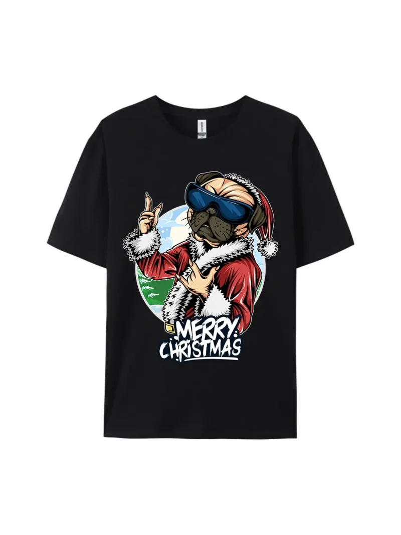 Christmas Dog in Santa Outfit Graphic Tee - Image 2
