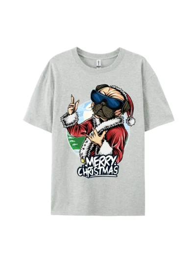 Christmas Dog in Santa Outfit Graphic Tee