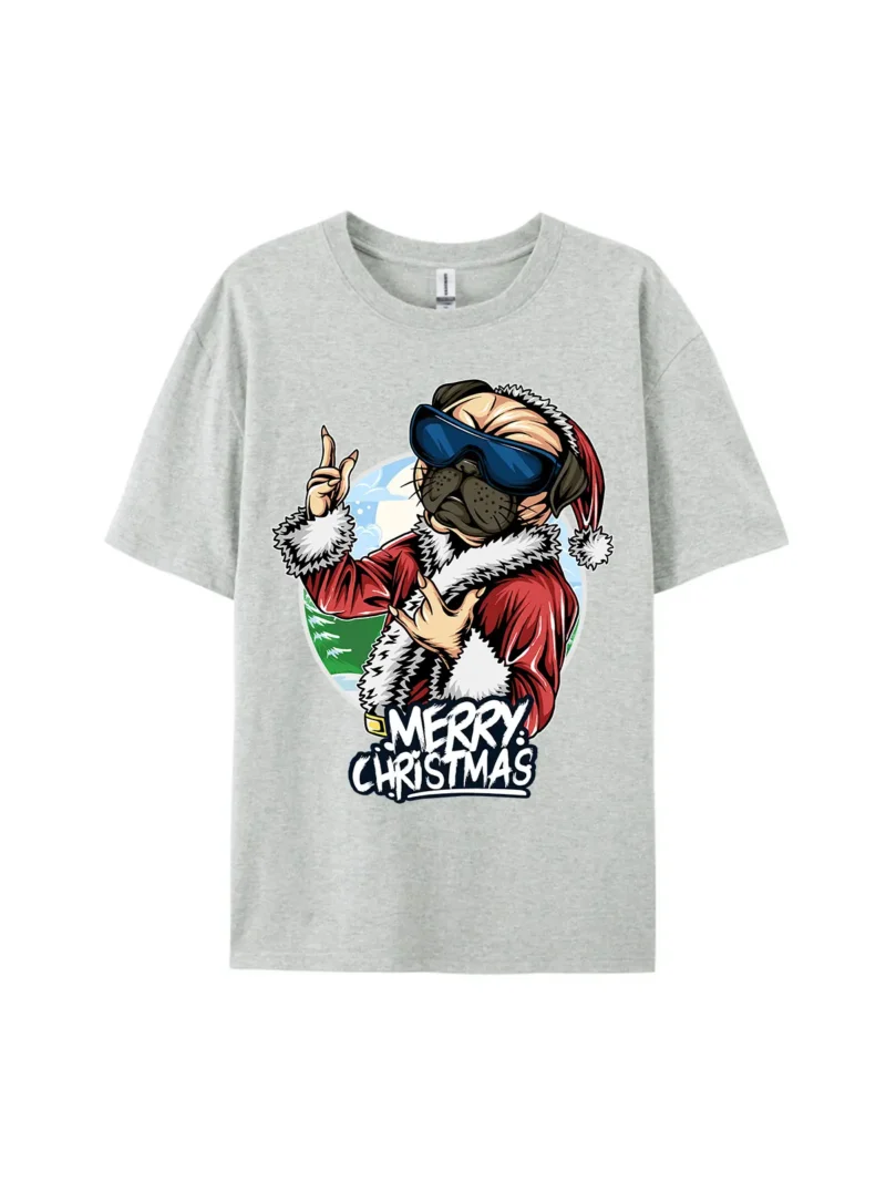 Christmas Dog in Santa Outfit Graphic Tee