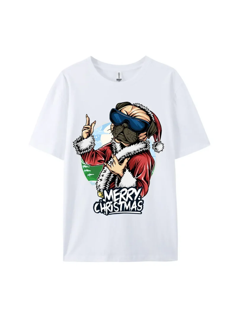 Christmas Dog in Santa Outfit Graphic Tee - Image 3