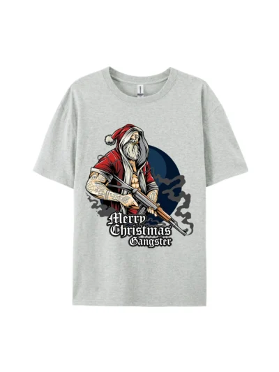 Merry Christmas Gangster Santa Claus Graphic Tee