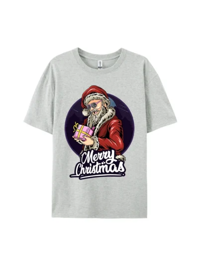 Merry Christmas Santa Claus with Gift Graphic Tee
