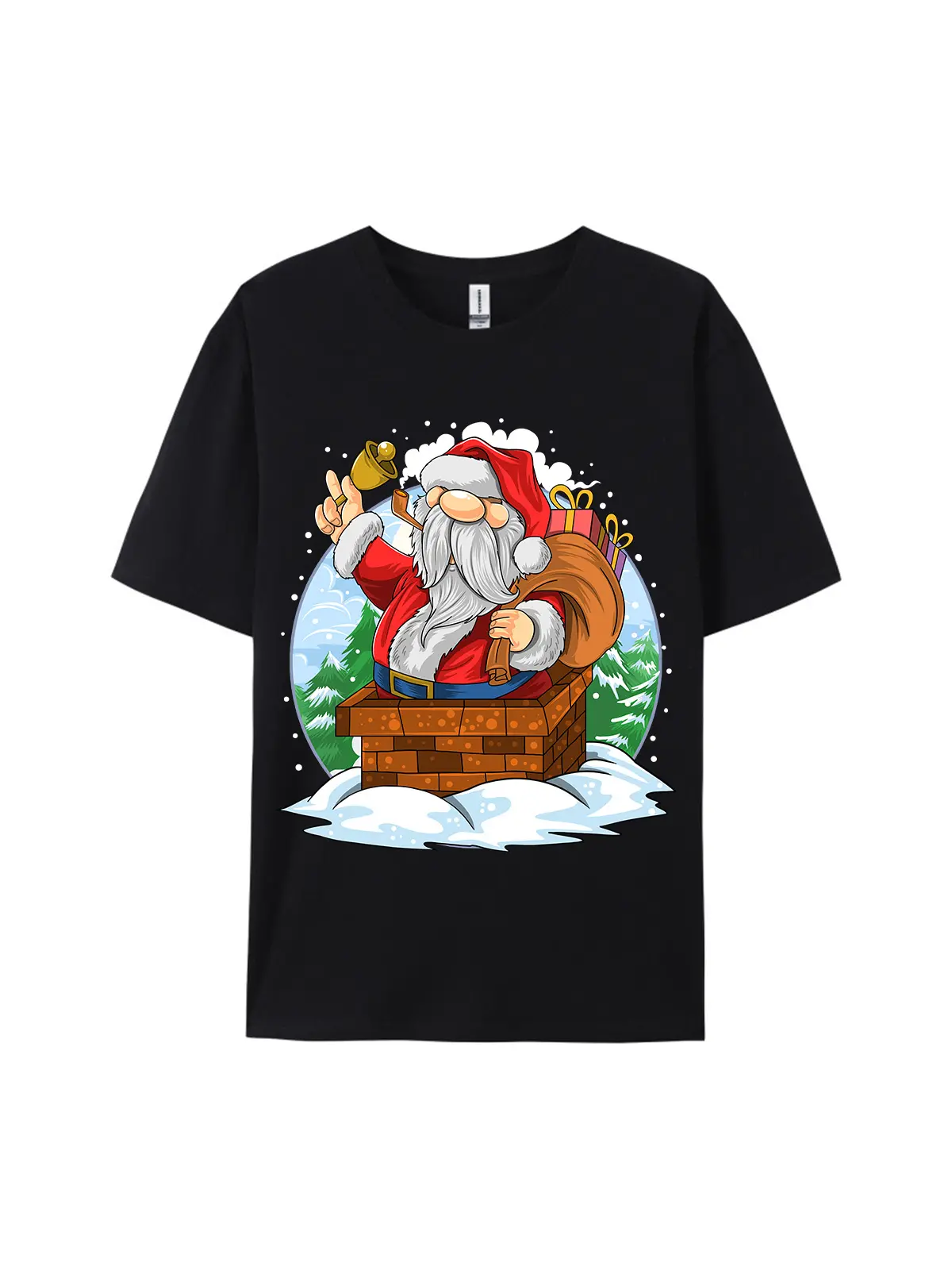 Santa Claus in Chimney Christmas Graphic Tee - Image 2