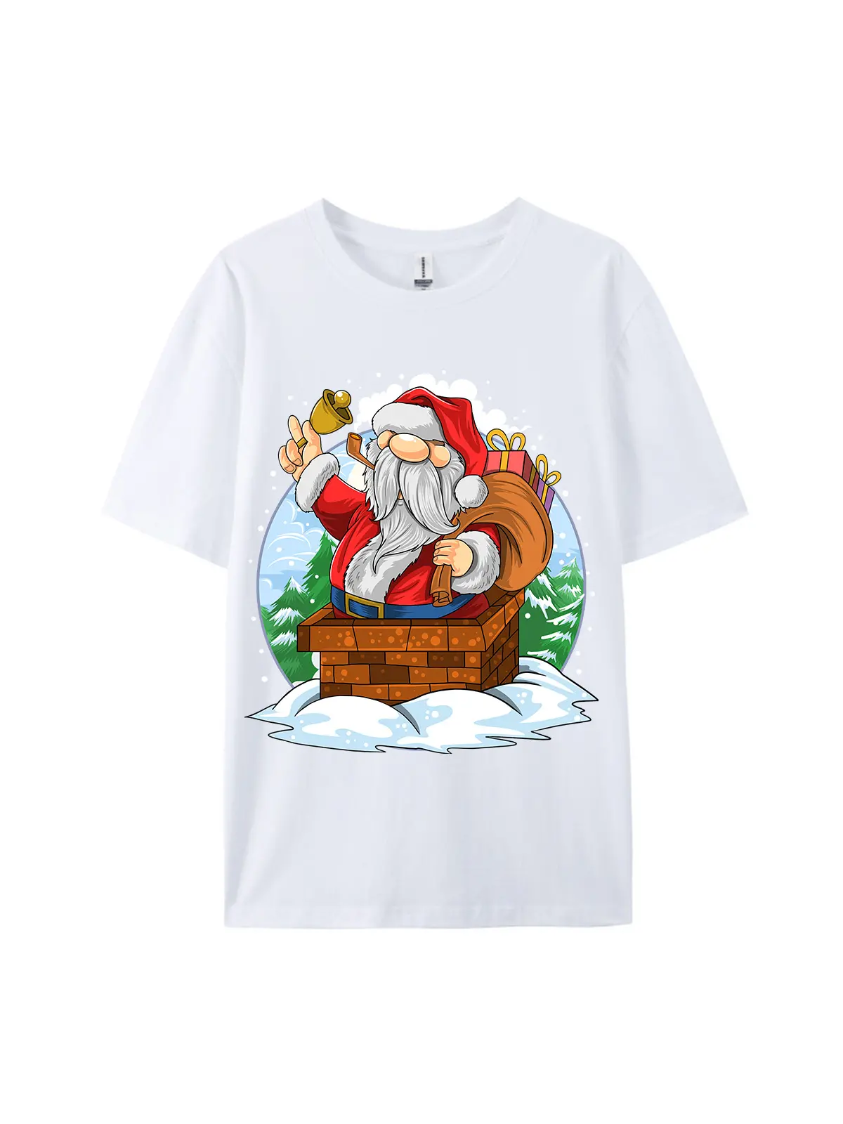 Santa Claus in Chimney Christmas Graphic Tee - Image 3