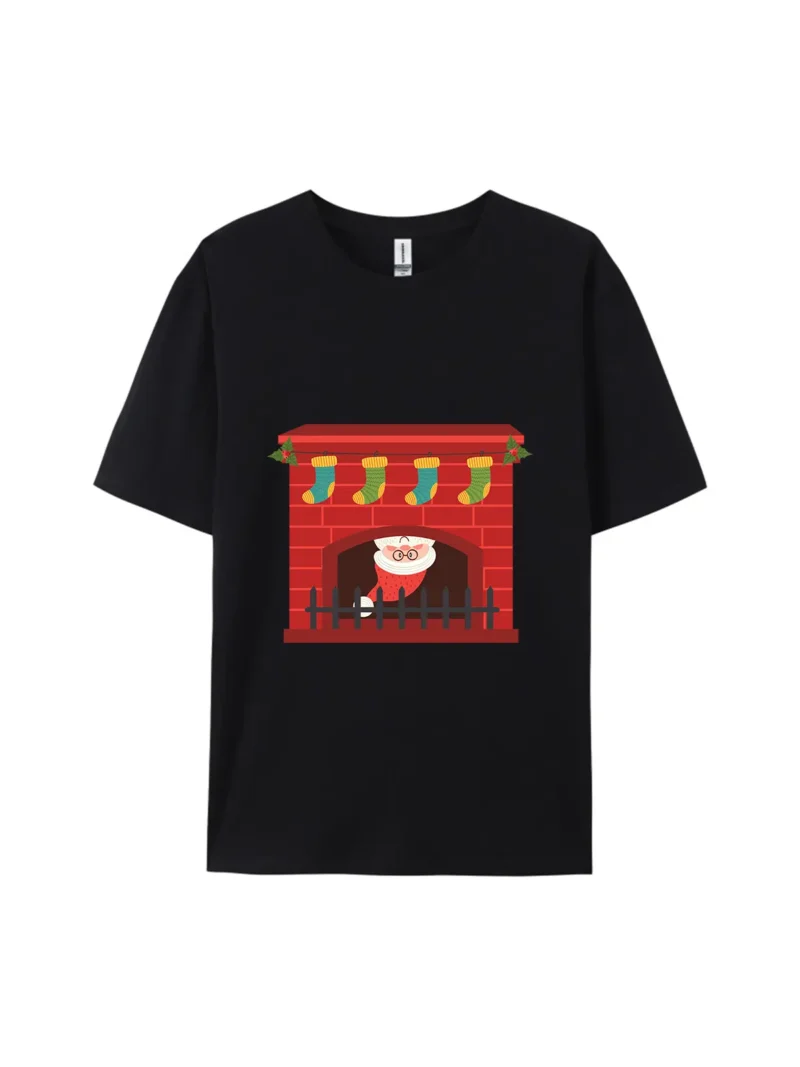 Santa Claus in Fireplace Graphic Tee - Image 2