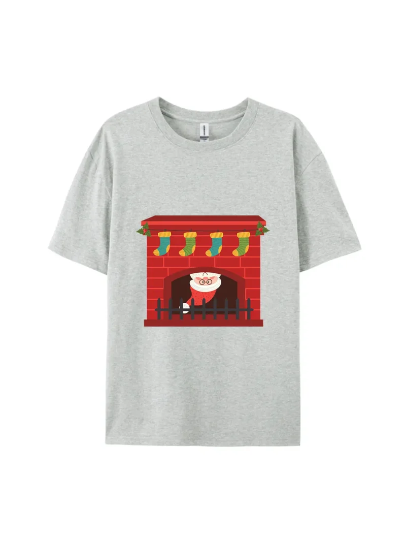 Santa Claus in Fireplace Graphic Tee