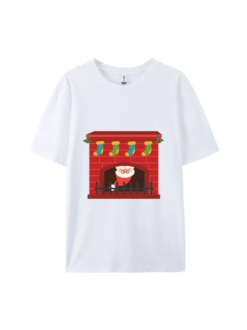 Santa Claus in Fireplace Graphic Tee - Image 3