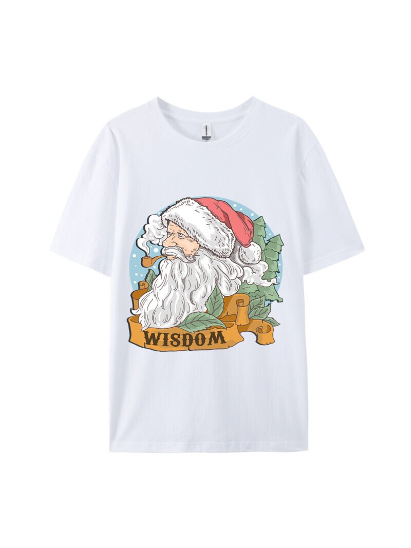 Santa Claus with Pipe and Wisdom Graphic Tee - Image 3