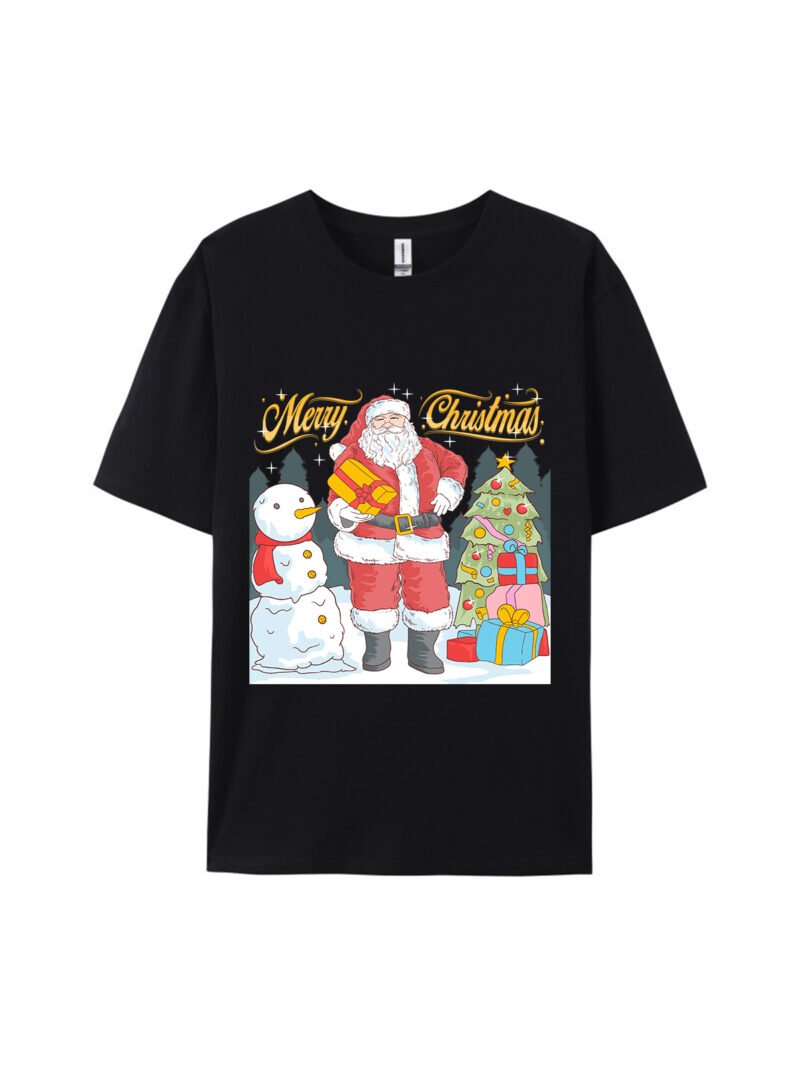 Santa Claus with Snowman Graphic Tee - Image 2