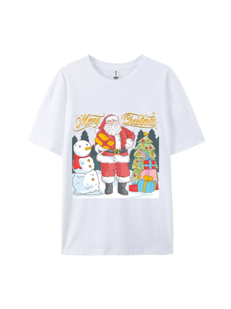 Santa Claus with Snowman Graphic Tee - Image 3