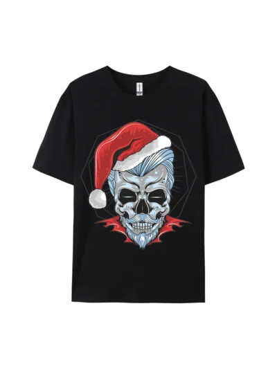 Santa Hat Skull Christmas Graphic Tee