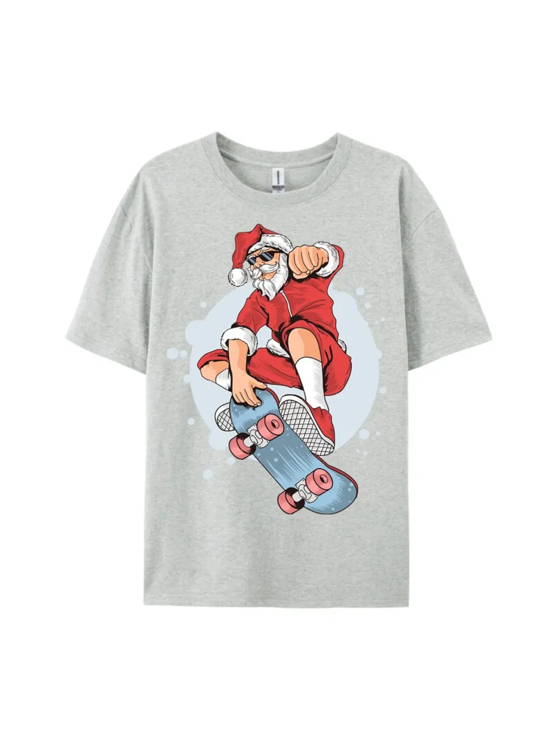 Skateboarding Santa Claus Christmas Graphic Tee