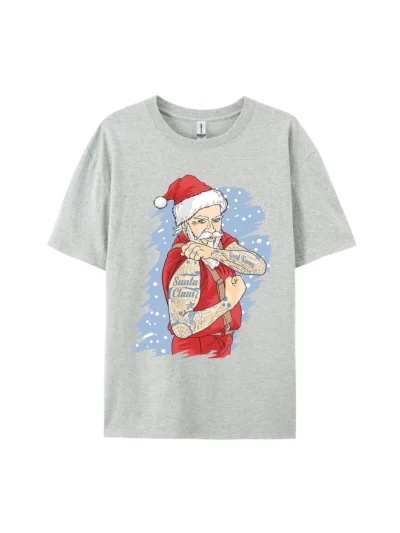 Tattooed Santa Claus Christmas Graphic Tee