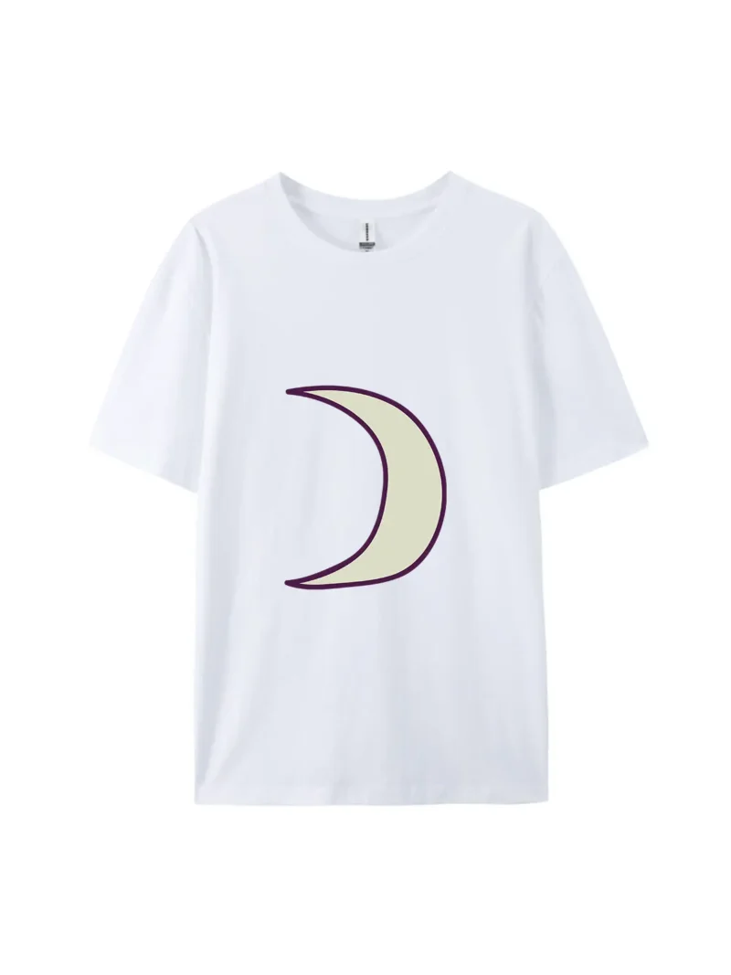 Cartoon Moon with Purple Outline Graphic Tee - Image 4
