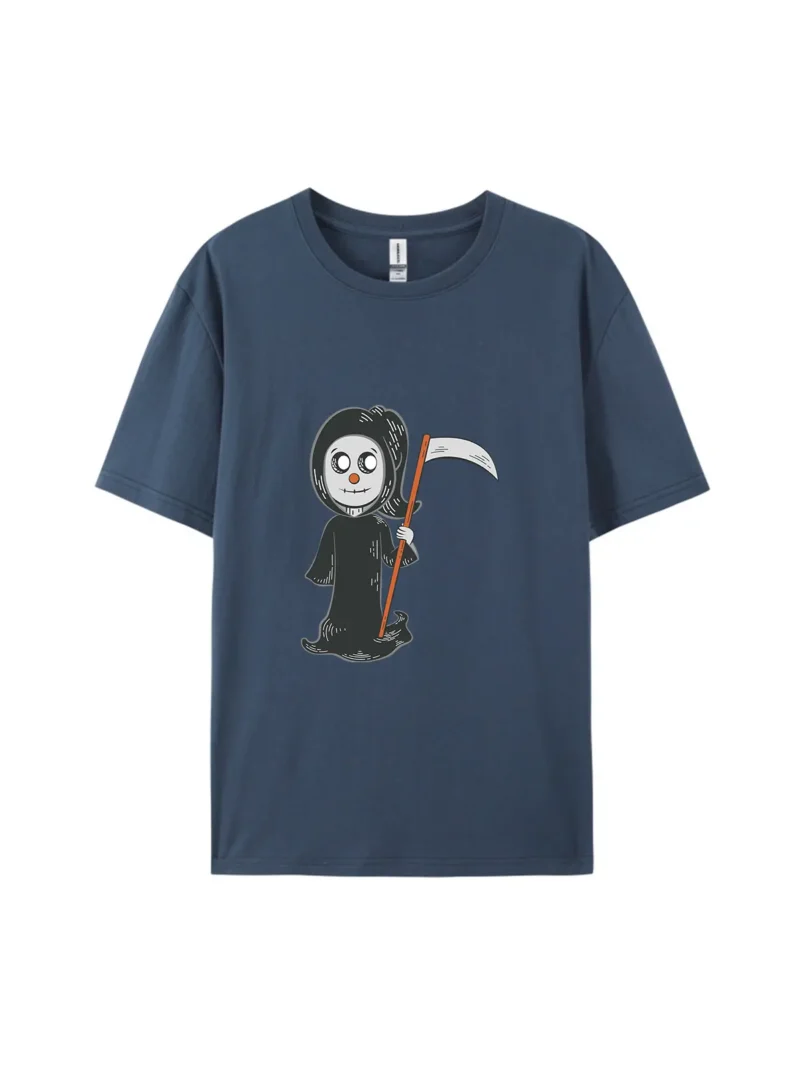 Halloween Cartoon Grim Reaper Graphic Tee - Image 3
