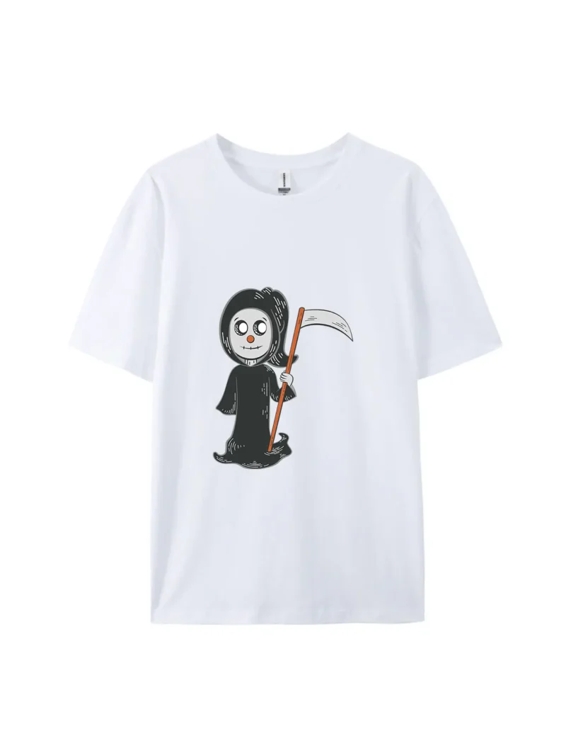 Halloween Cartoon Grim Reaper Graphic Tee - Image 4