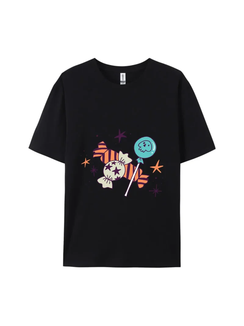 Cartoon Halloween Candies Graphic Tee - Image 2