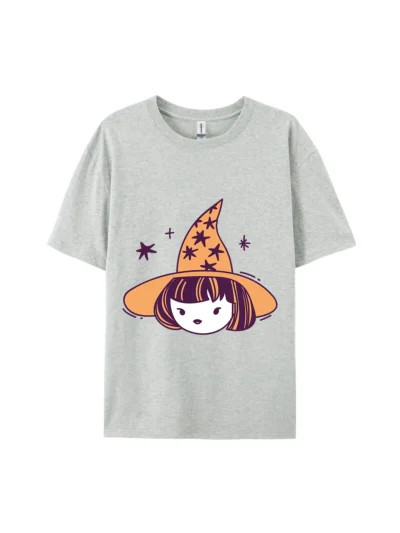 Cartoon Little Witch with Magic Hat Graphic Tee