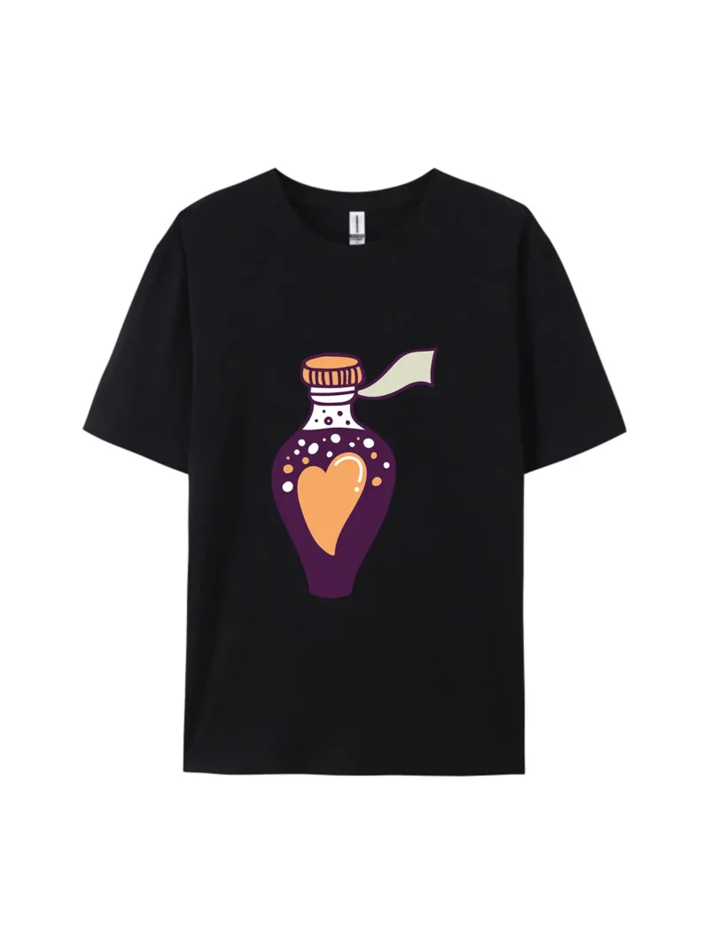 Cartoon Magic Love Potion Bottle Graphic Tee - Image 2