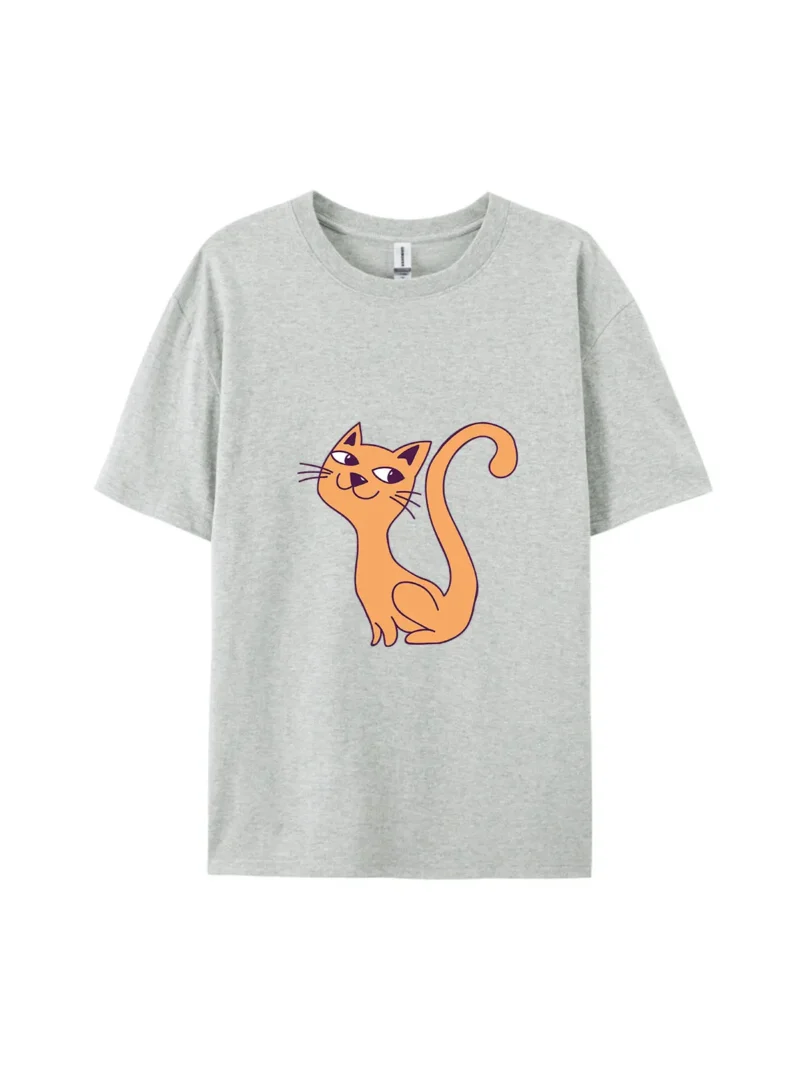 Halloween Cartoon Orange Cat Graphic Tee