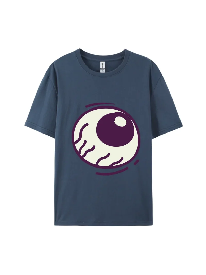 Halloween Cartoon Purple Eyeball Graphic Tee - Image 3