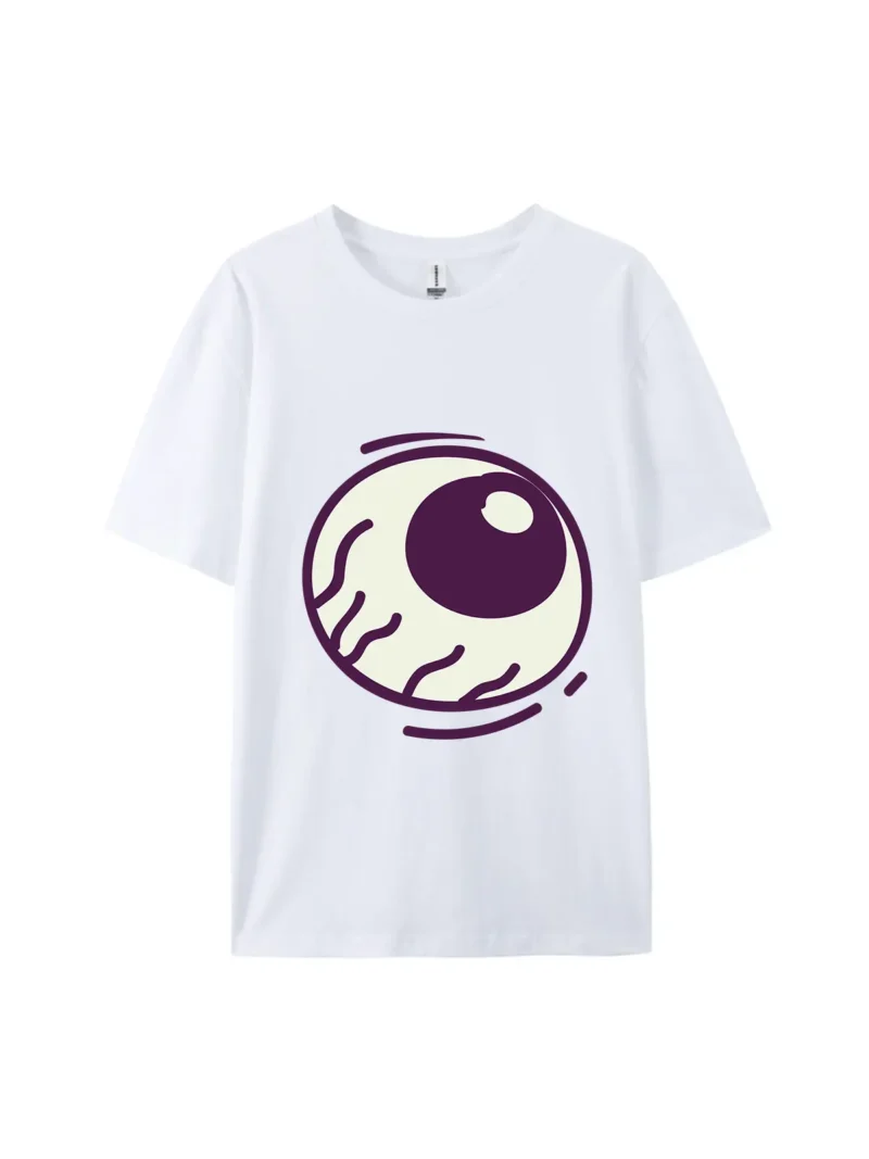 Halloween Cartoon Purple Eyeball Graphic Tee - Image 4