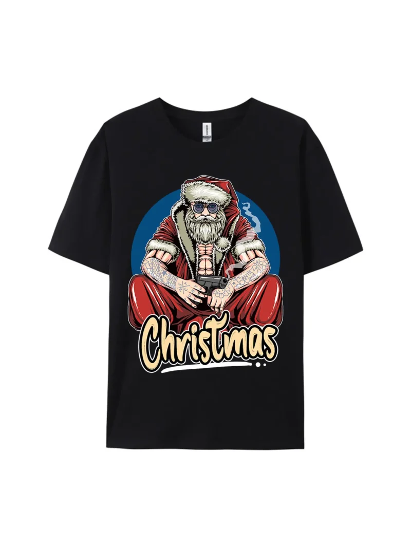 Christmas Gangster Santa Claus Graphic Tee - Image 2