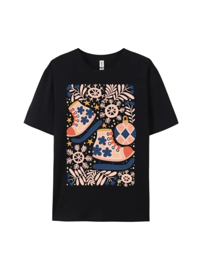 Christmas Ice Skates Graphic Tee For Women Men