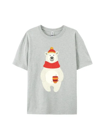 Christmas Polar Bear Graphic Tee For Women Men